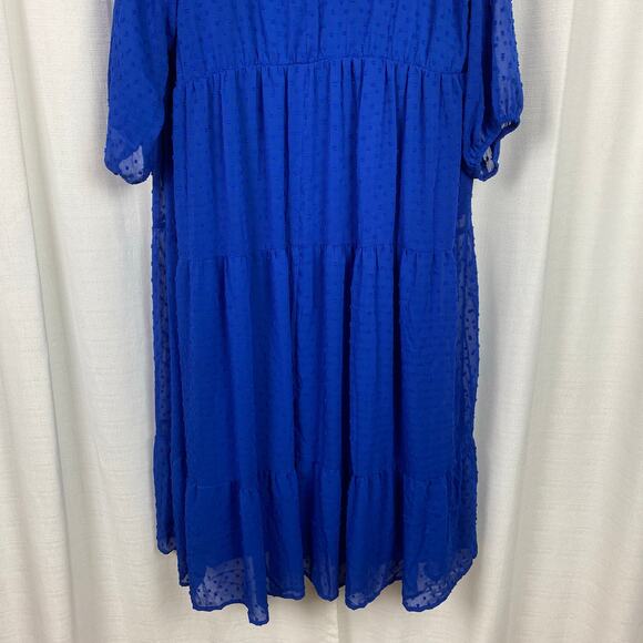 Torrid Blue Clip Dot Tiered Midi Dress Sz.3 - Picture 14 of 16